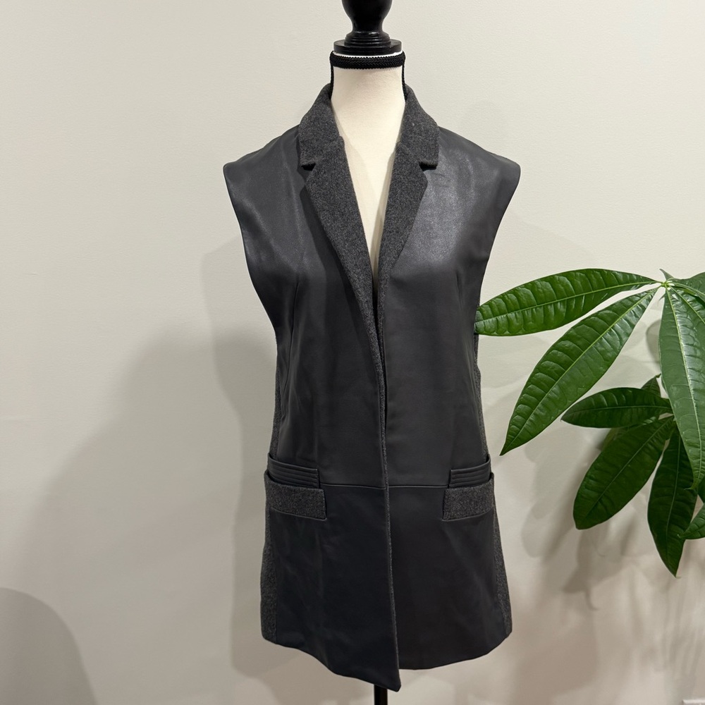 Hôtel Particulier Italian Wool & Lamb Leather Long Sleeveless Vest